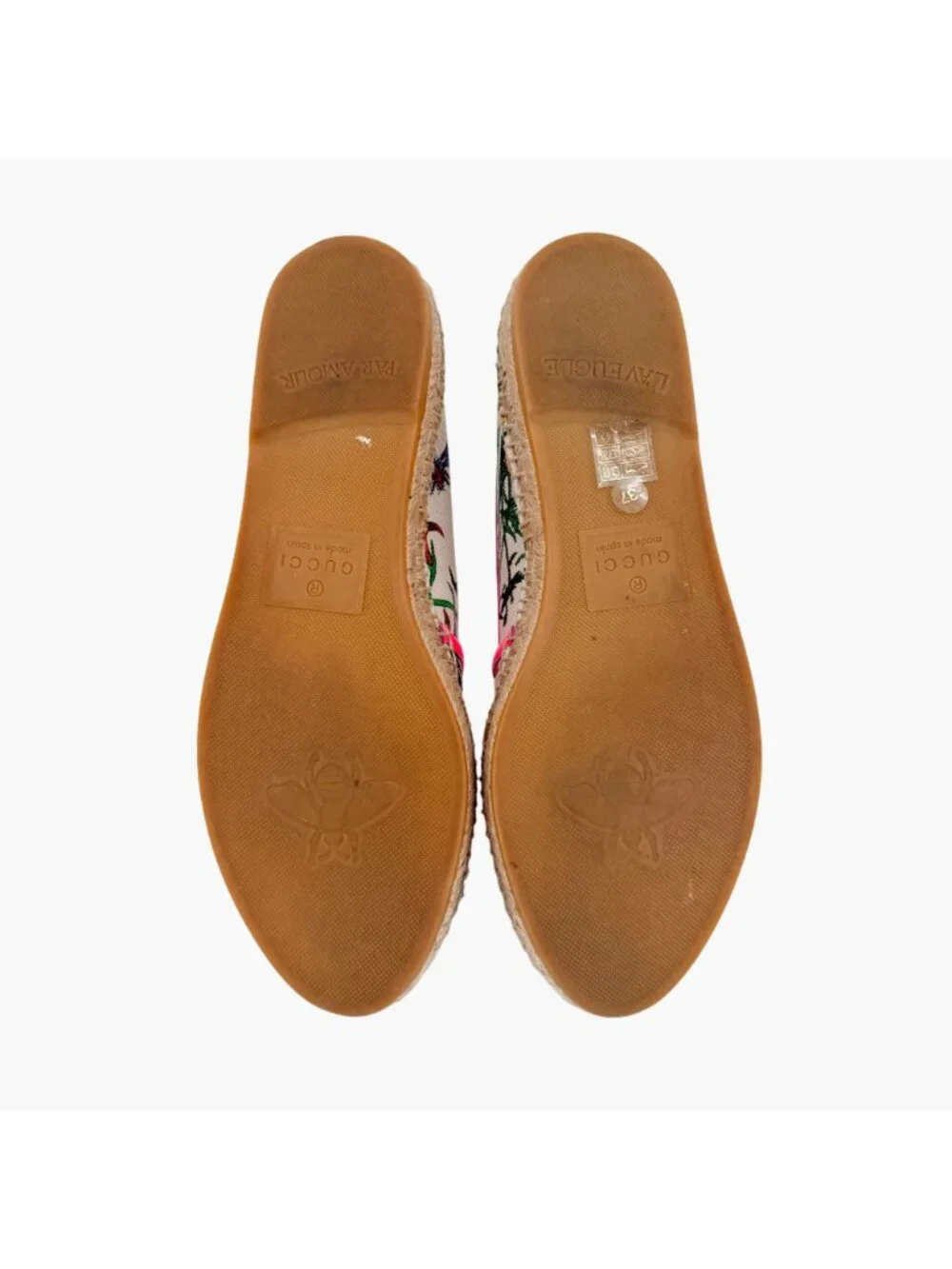 Gucci Flora Floral Canvas Espadrille Slip-On Flats White Size 37 US 7 Women’s
